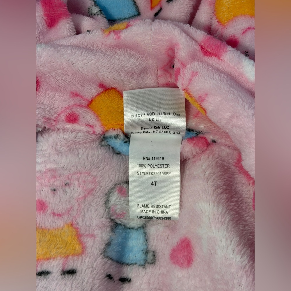Peppa Pig Girls Robe 4T Pink Fleece Plush Bathrobe Toddler Cartoon Pajama Sleep - Picture 10 of 10